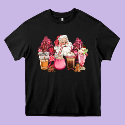 Pink Christmas Pink Tree Santa Coffe Cups Heavy Core Tee Designed By Cowgirlartshop