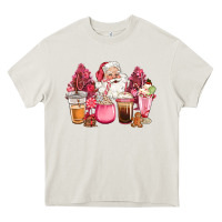 Cream pink christmas pink tree santa coffe cups Heavy Core Tee - CowGirlArtShop
