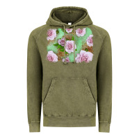 Vintage Olive Pink Roses Background Vintage Hoodie - LillyAllenDesigns