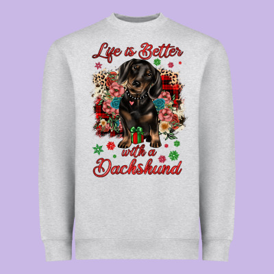Christmas Life Is Better With A Dachshund Heavyweight Sweatshirt Designed By Jahusdesignshop