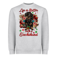 Heather Grey Christmas life is better with a dachshund Heavyweight Sweatshirt - JahusDesignShop