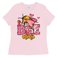 Bubblegum Pink Bee Mine Valentines Day Ladies Tee - OliviaCreatesArt