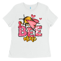 White Bee Mine Valentines Day Ladies Tee - OliviaCreatesArt