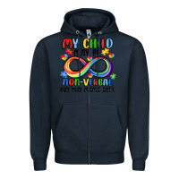 Navy my child may be non verbal but this mama ain's Zipper Hoodie - JahusDesignShop