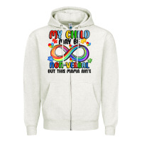 Oatmeal Heather my child may be non verbal but this mama ain's Zipper Hoodie - JahusDesignShop