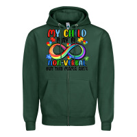 Sports Green my child may be non verbal but this mama ain's Zipper Hoodie - JahusDesignShop