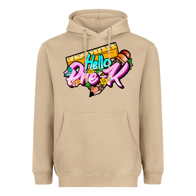 Hello Pre K Heavyweight Hoodie by JahusDesignShop | Teevron