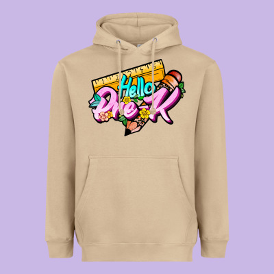 Hello Pre K Heavyweight Hoodie Designed By Jahusdesignshop