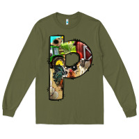 Army Green farm life alphabet lowercase letters p Long Sleeve Tee - BundleAndBundleShop