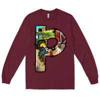 Burgundy farm life alphabet lowercase letters p Long Sleeve Tee - BundleAndBundleShop