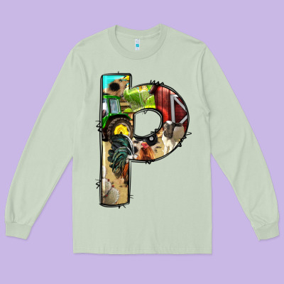 Farm Life Alphabet Lowercase Letters P Long Sleeve Tee Designed By Bundleandbundleshop