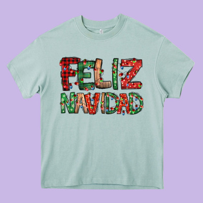 Feliz Navidad Spanish Christmas Heavy Core Tee Designed By Jasminsmagicworld