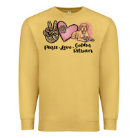 Antique Gold peace love golden retriever Premium Sweatshirt - JahusDesignShop