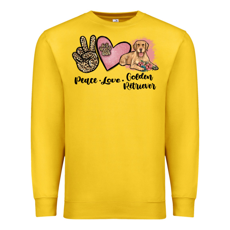 Peace Love Golden Retriever Premium Sweatshirt by JahusDesignShop | Teevron
