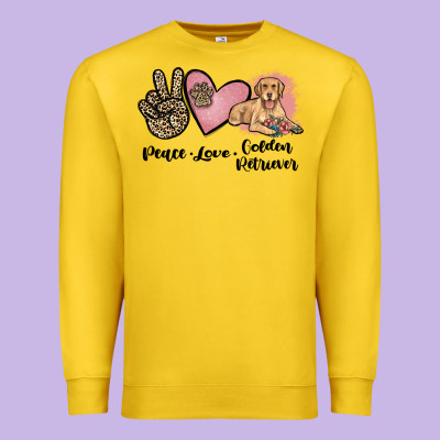 Peace Love Golden Retriever Premium Sweatshirt Designed By Jahusdesignshop