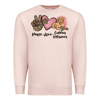 Pale Pink peace love golden retriever Premium Sweatshirt - JahusDesignShop