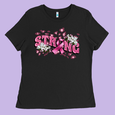 Strong Cancer Awareness Ladies Tee Designed By Fadigitalartstudio