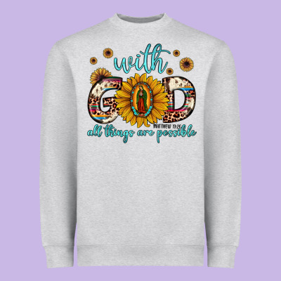 With God All Things Are Possible Matthew 19 26 Heavyweight Sweatshirt Designed By Jahusdesignshop