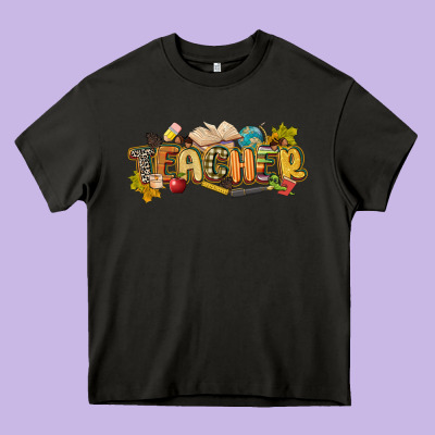 Fall Teacher Heavy Core Tee Designed By Cowgirlartshop