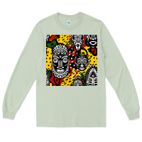 Matcha african masks colorful seamless pattern Long Sleeve Tee - BundleAndBundleShop
