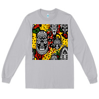 Moon Dust african masks colorful seamless pattern Long Sleeve Tee - BundleAndBundleShop