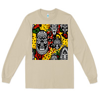Mushroom african masks colorful seamless pattern Long Sleeve Tee - BundleAndBundleShop