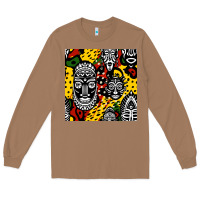 Toasted Coconut african masks colorful seamless pattern Long Sleeve Tee - BundleAndBundleShop