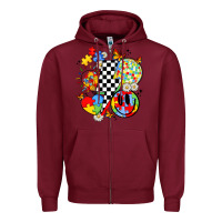 Burgundy retro autism awareness Zipper Hoodie - JahusDesignShop