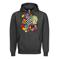 Charcoal Heather retro autism awareness Zipper Hoodie - JahusDesignShop