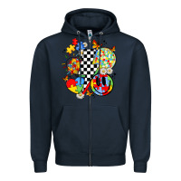 Navy retro autism awareness Zipper Hoodie - JahusDesignShop