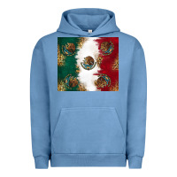 Pigment Pebble Blue Mexican Flag Urban Hoodie - RanaPortraitStore