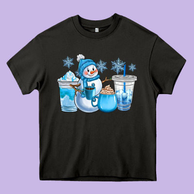 Winter Snowman Coffee Cups Heavy Core Tee Designed By Cowgirlartshop