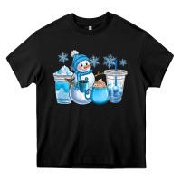 Black winter snowman coffee cups Heavy Core Tee - CowGirlArtShop