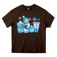Chocolate Brown winter snowman coffee cups Heavy Core Tee - CowGirlArtShop