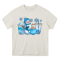 Cream winter snowman coffee cups Heavy Core Tee - CowGirlArtShop