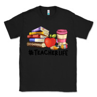 Black teacher life with books  pen and coffee Classic Tee - Artiststas