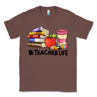 Chestnut teacher life with books  pen and coffee Classic Tee - Artiststas