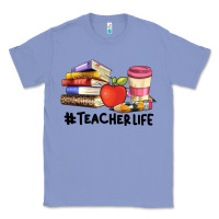 Colony Blue teacher life with books  pen and coffee Classic Tee - Artiststas
