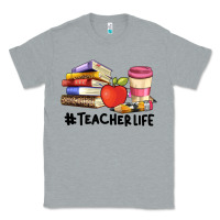 Heather Grey teacher life with books  pen and coffee Classic Tee - Artiststas