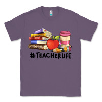 Lavender teacher life with books  pen and coffee Classic Tee - Artiststas