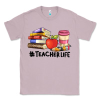 Lilac teacher life with books  pen and coffee Classic Tee - Artiststas