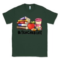 Sports Green teacher life with books  pen and coffee Classic Tee - Artiststas