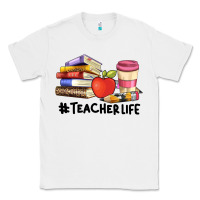 White teacher life with books  pen and coffee Classic Tee - Artiststas