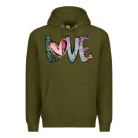 Army Green Valentine Love Premium Hoodie - CowhideDigitalArt