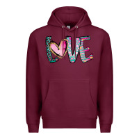 Burgundy Valentine Love Premium Hoodie - CowhideDigitalArt
