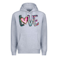 Heather Grey Valentine Love Premium Hoodie - CowhideDigitalArt
