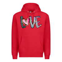 Red Valentine Love Premium Hoodie - CowhideDigitalArt