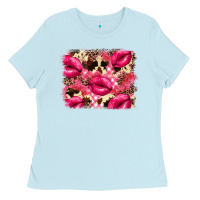 Baby Blue Valentine's Day pink plaid red glitter cowhide Ladies Tee - FaDigitalArtStudio