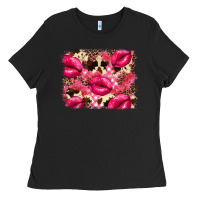 Valentine's Day Pink Plaid Red Glitter Cowhide Ladies Tee | Teevron