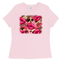 Bubblegum Pink Valentine's Day pink plaid red glitter cowhide Ladies Tee - FaDigitalArtStudio